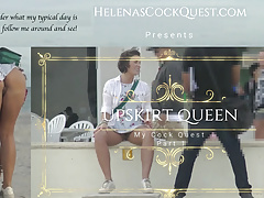HelenasCockQuest - Upskirt Queen Flashing Bush On Boardwalk